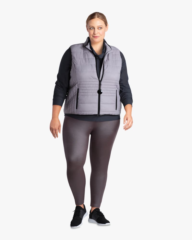 Plus size model with hourglass body shape wearing Ren Waffled Drawstring Pullover by Marc NY | Dia&Co | dia_product_style_image_id:114451